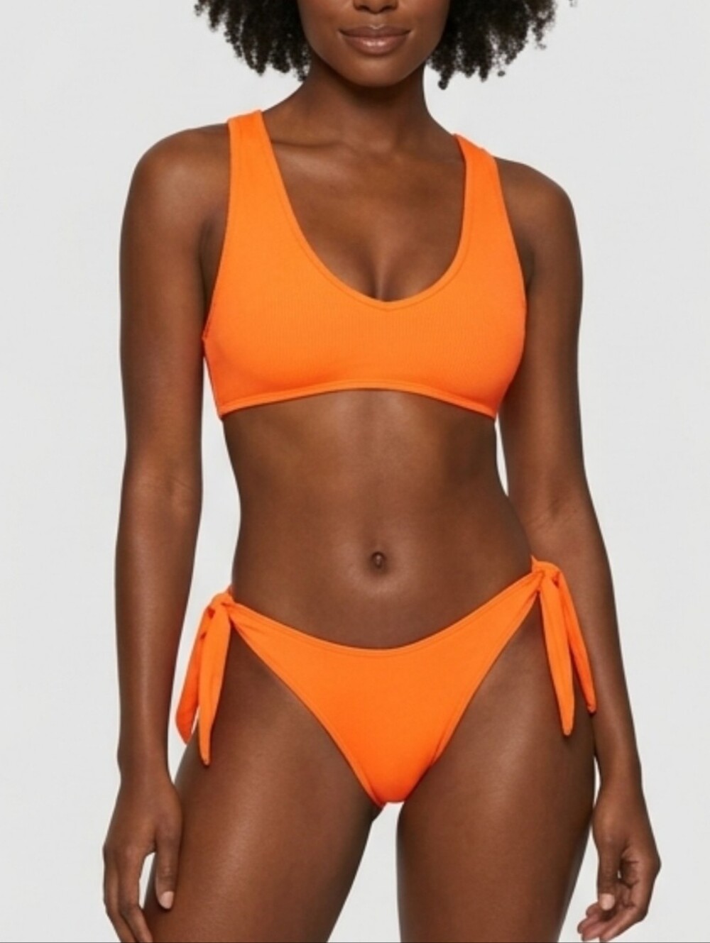Oh POLLY Vibrant Orange Sporty Bikini Swimsuit 2 Piece Set L